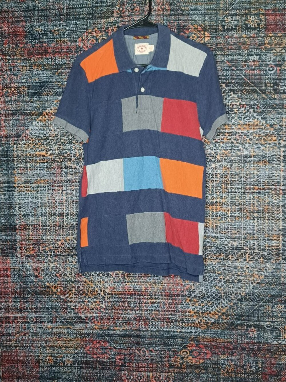 Brooks Brothers mens colorful colorblock RedFleece polo shirt M